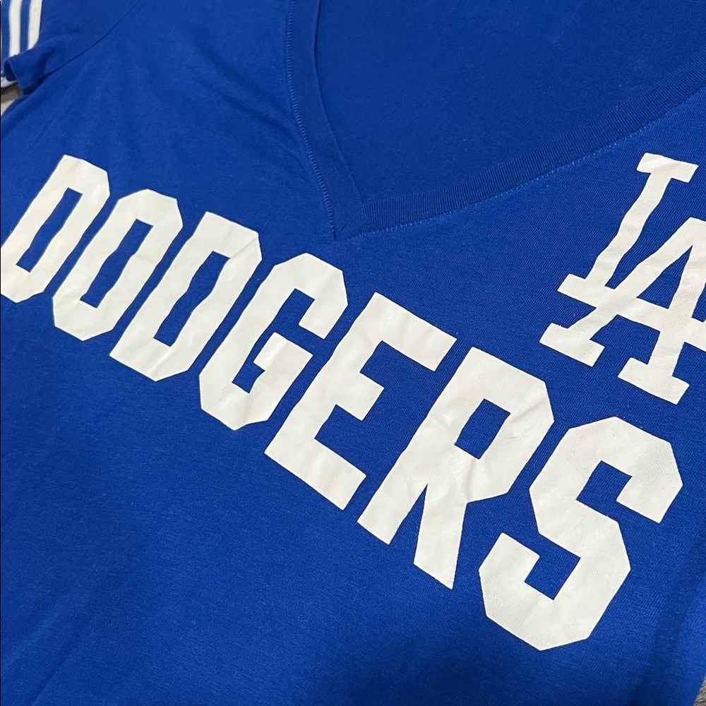 PINK Victoria's Secret Blue and Gray DODGERS Apparel , v neck shirt - Picture 3 of 8